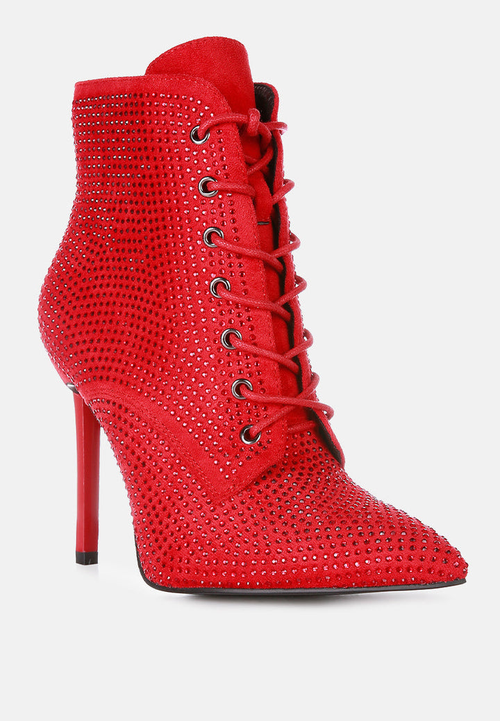 faux suede diamante ankle boots by ruw#color_red