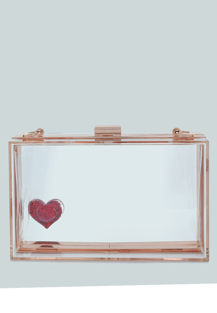 heart detail clear clutch bag#color_transparent