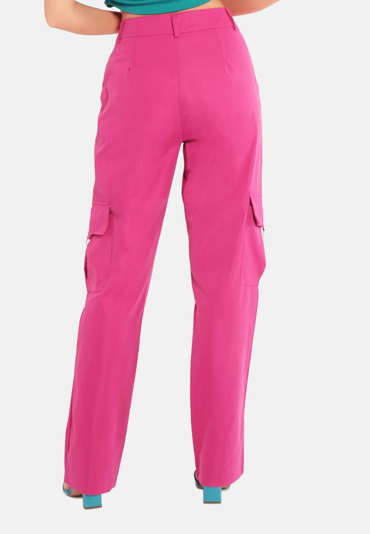 high waist cargo pants by ruw#color_mango-magenta