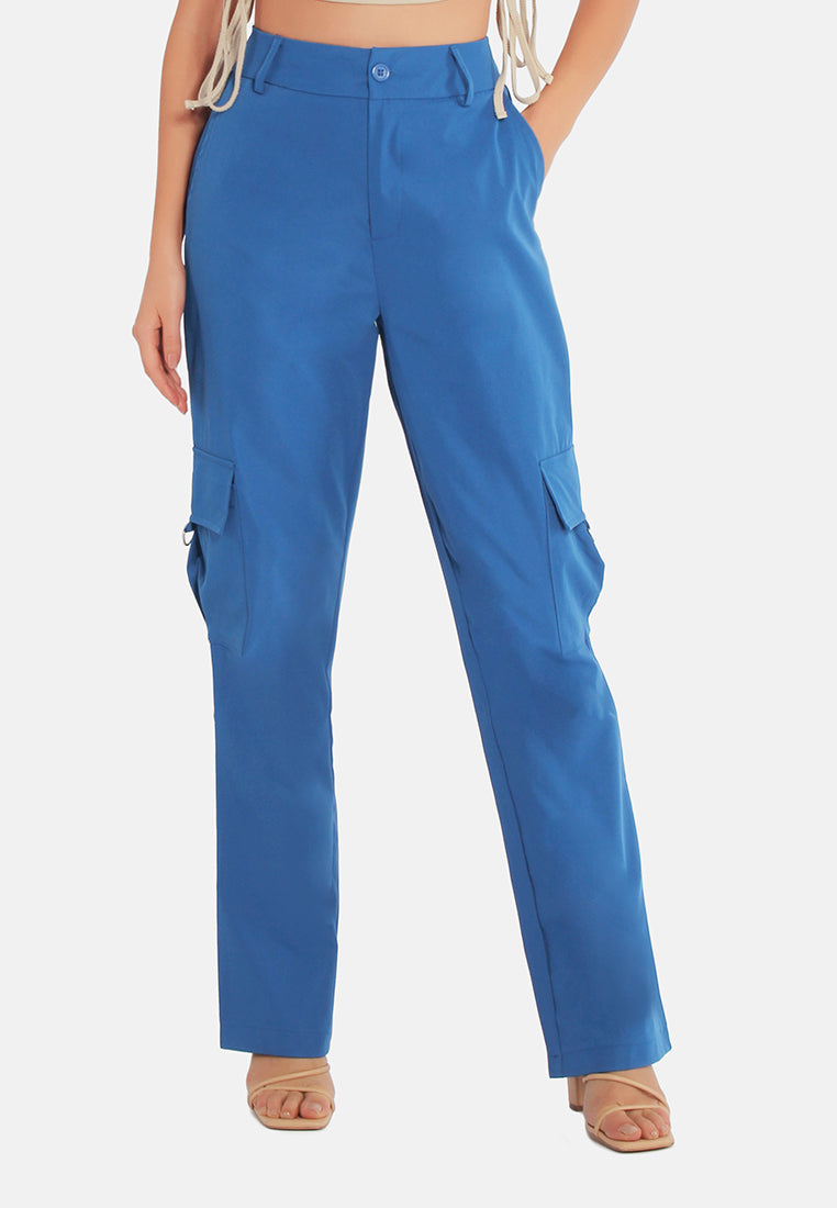 high waist cargo pants by ruw#color_royal-blue