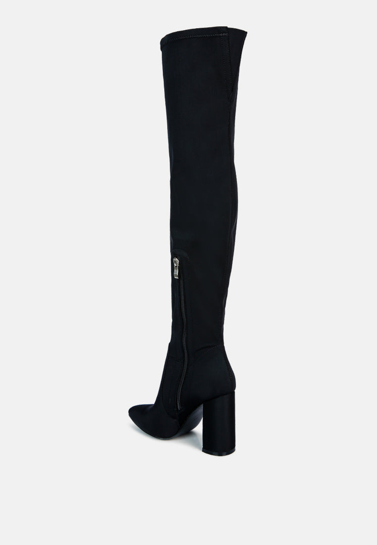 schiffer high block heeled long boot#color_black