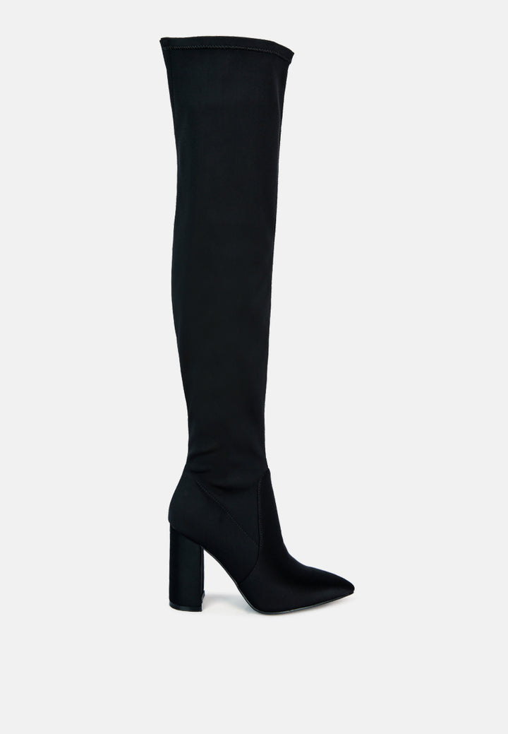 schiffer high block heeled long boot#color_black