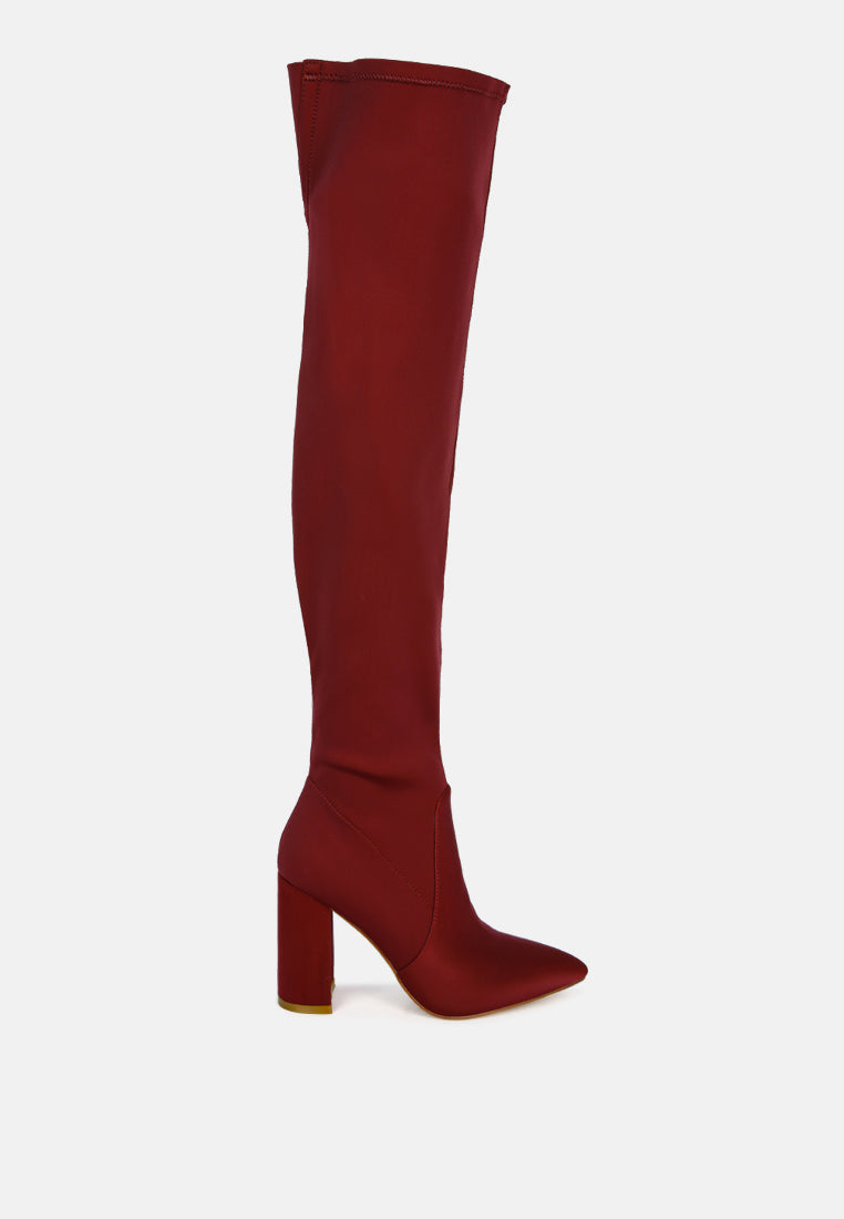schiffer high block heeled long boot#color_burgundy