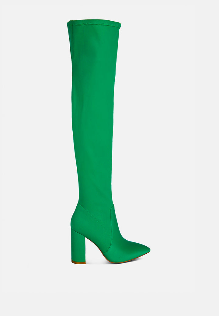 schiffer high block heeled long boot#color_green