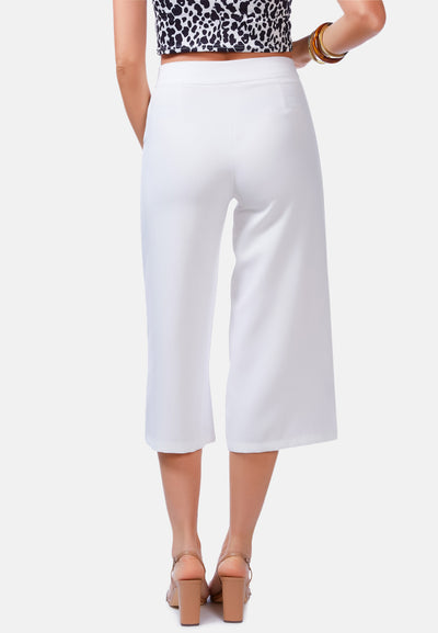 high rise cropped culottes trousers#color_white