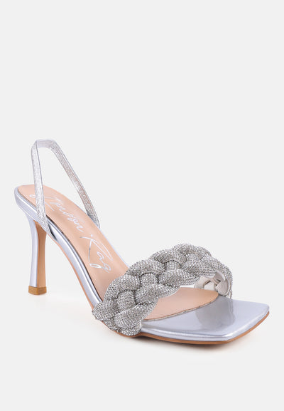 highsocial diamante braided trap sandals#color_silver