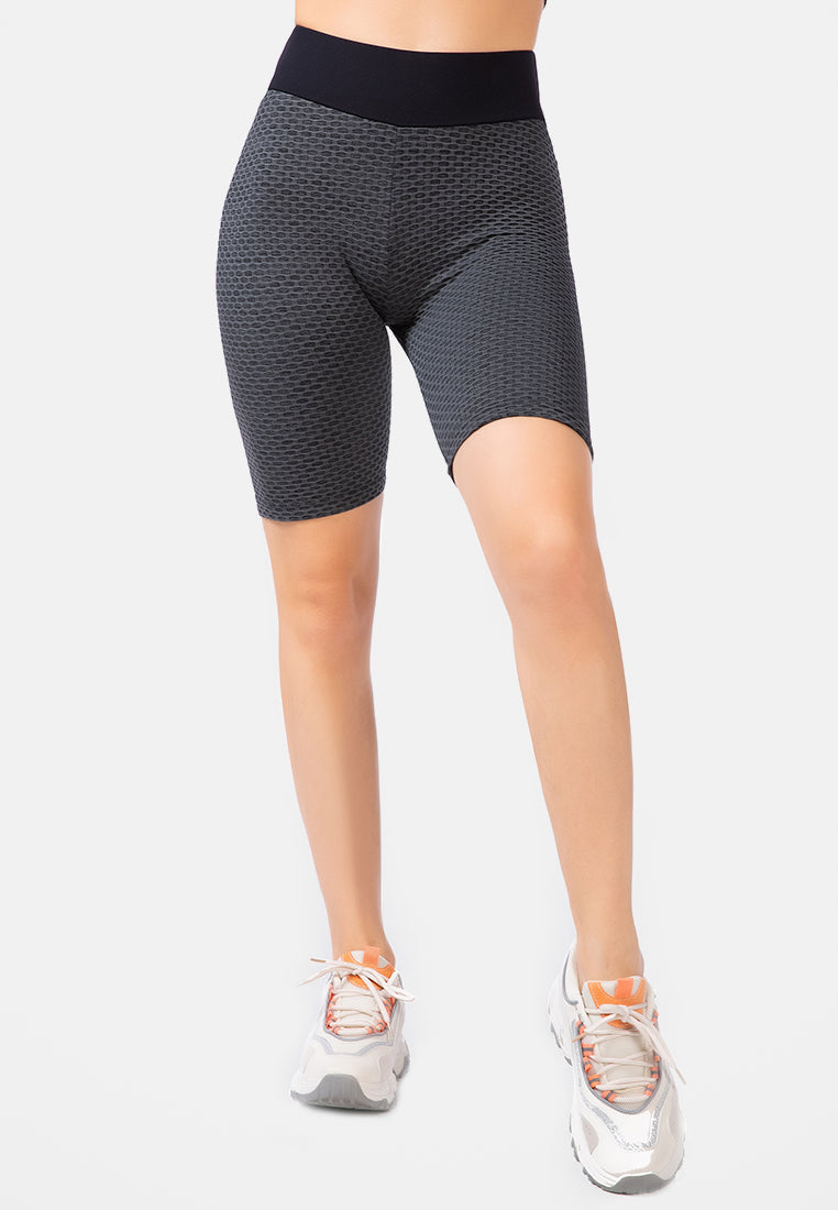 high waist active bike shorts#color_black