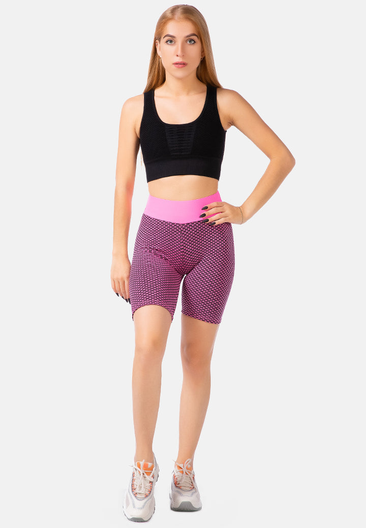 high waist active bike shorts#color_pink