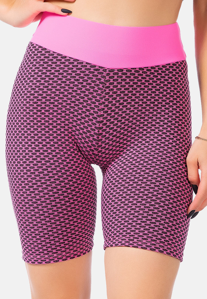 high waist active bike shorts#color_pink