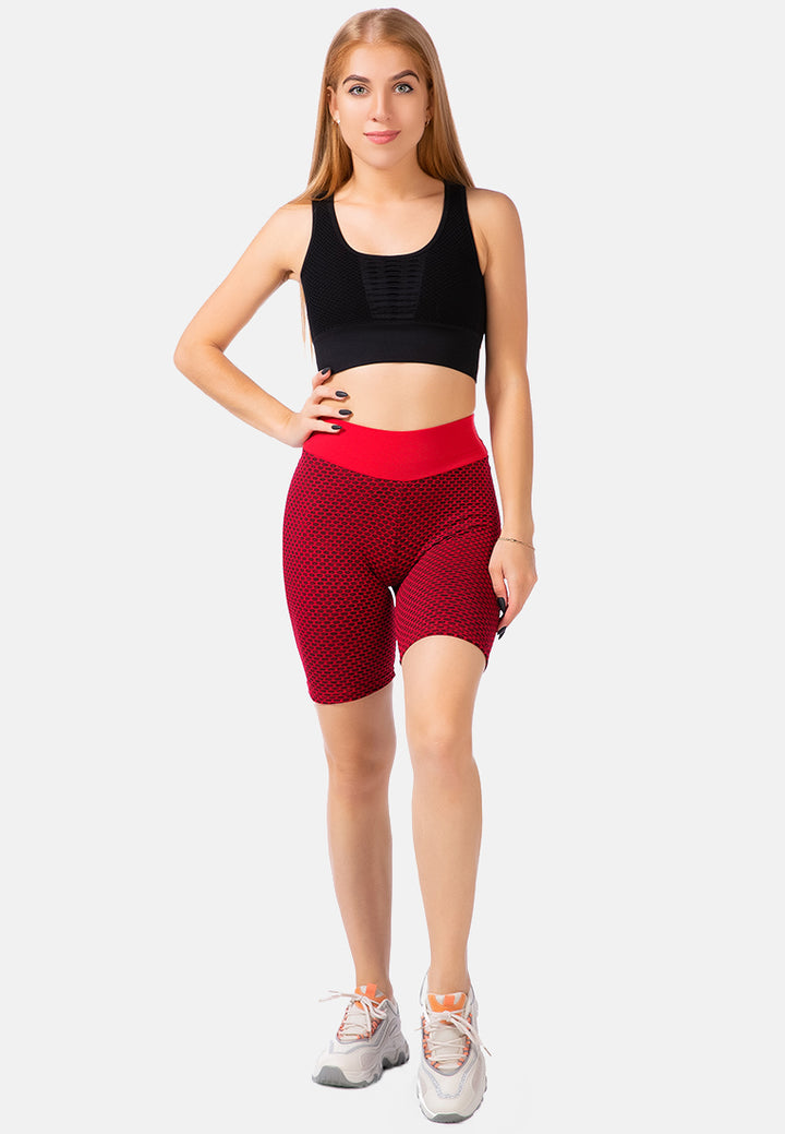 high waist active bike shorts#color_red