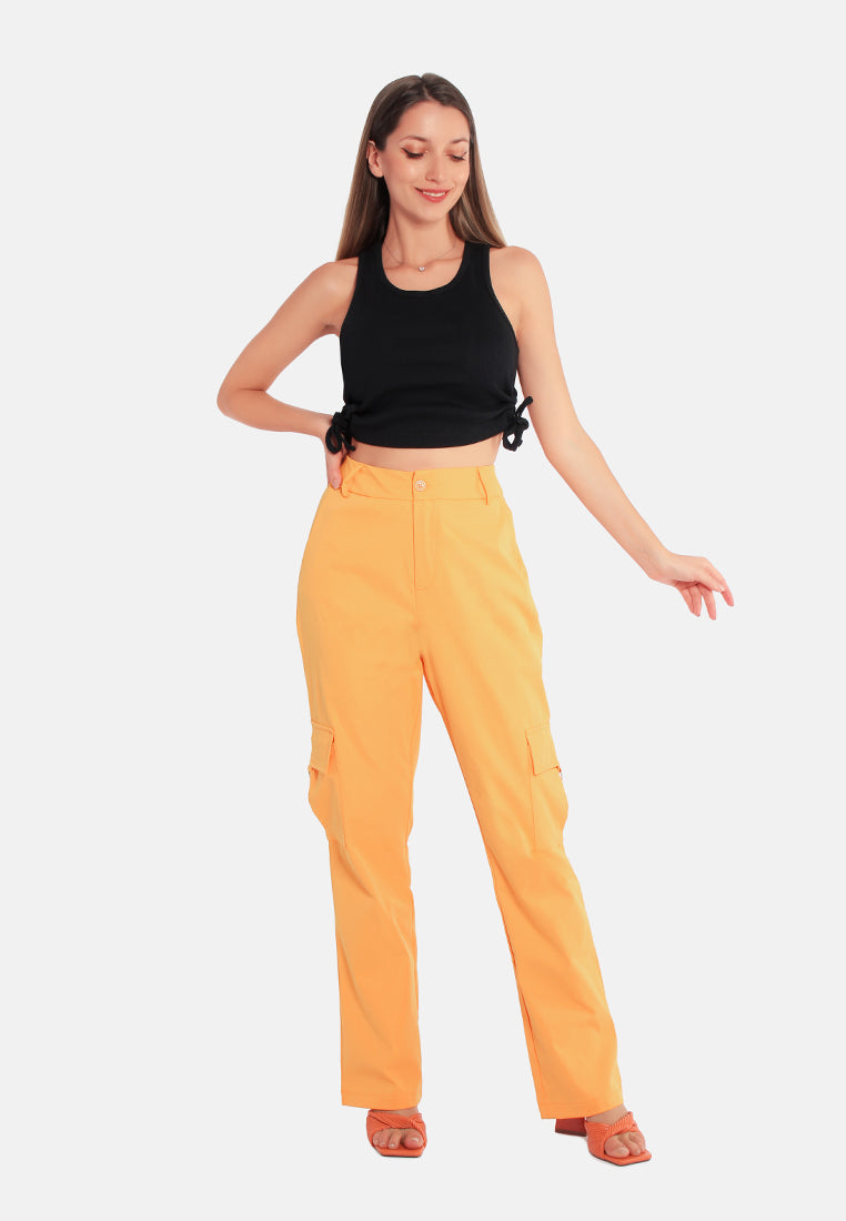 high waist cargo pants by ruw#color_mango-yellow