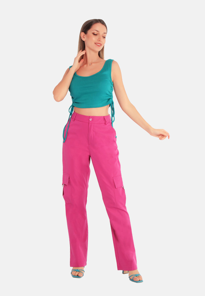 high waist cargo pants by ruw#color_magenta