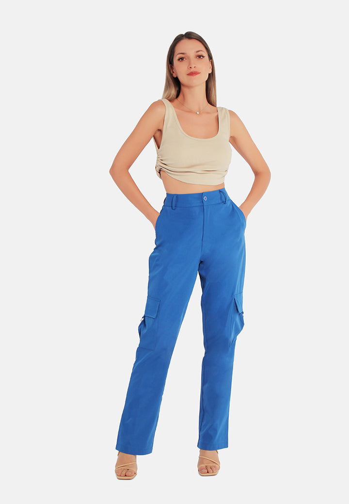 high waist cargo pants by ruw#color_royal-blue
