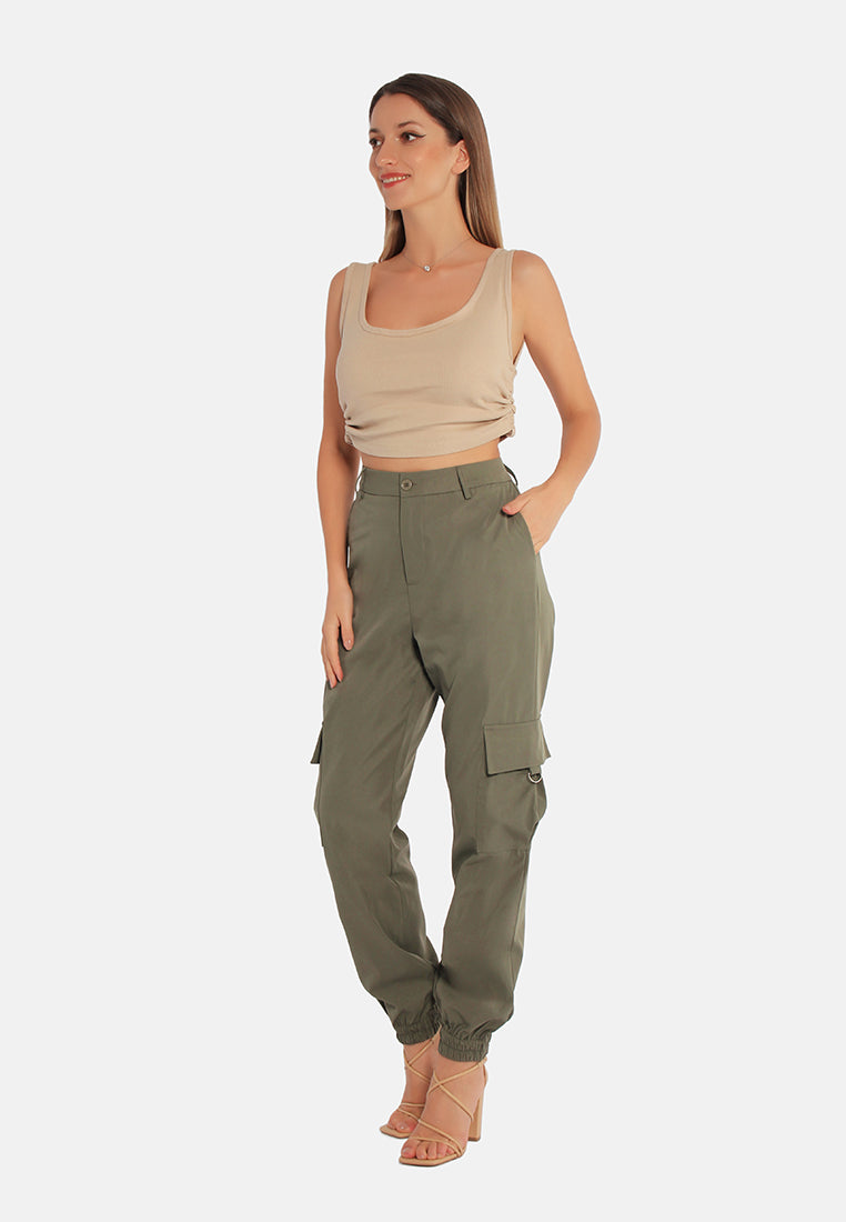 high waist cargo pants by ruw#color_stone