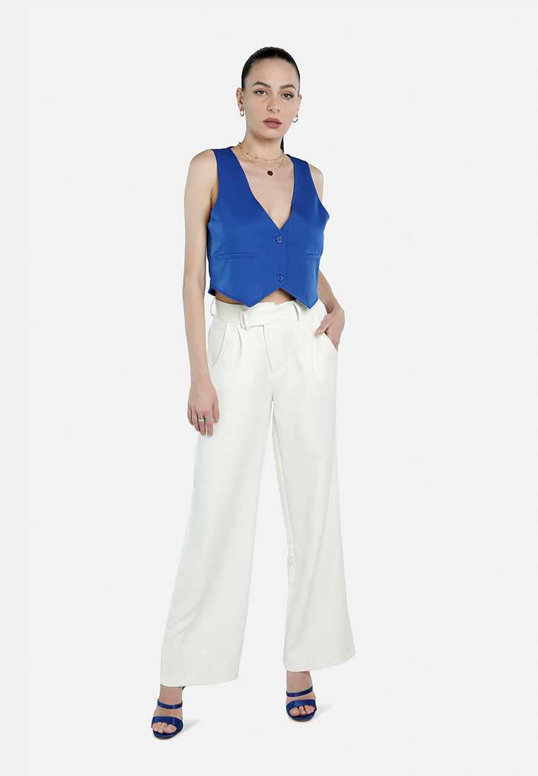 high waist flared pants#color_off-white