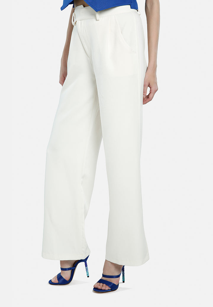 high waist flared pants#color_off-white