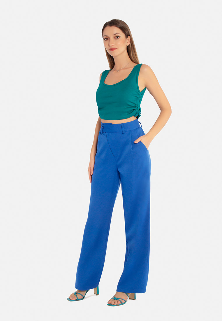 high waist flared pants#color_royal-blue