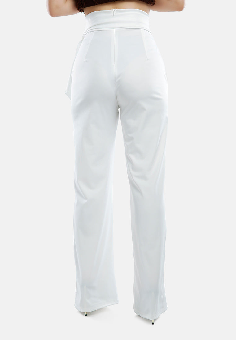 high waist wide leg pants#color_white