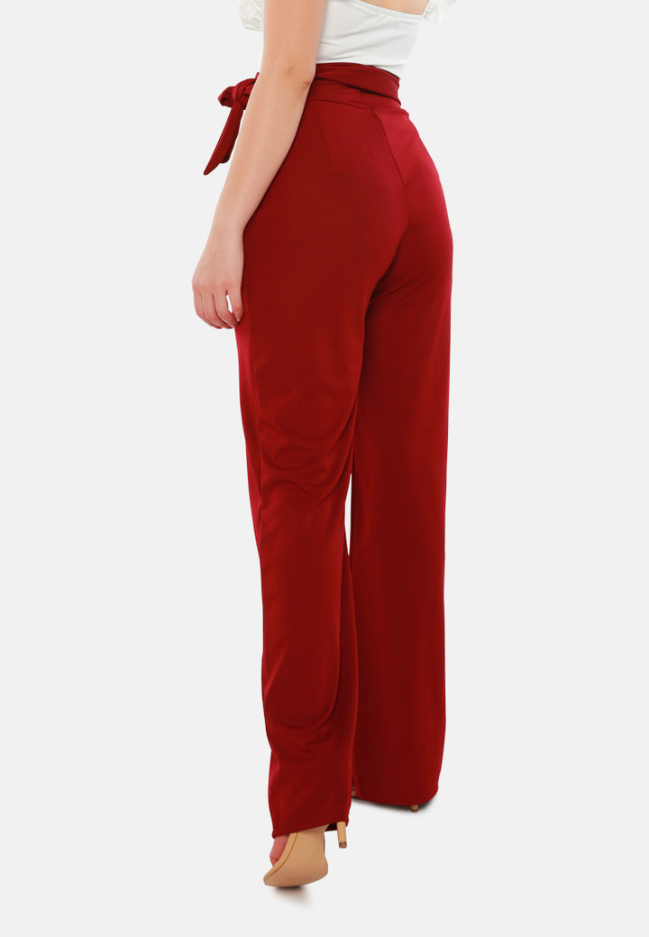high waist wide leg pants#color_wine-red