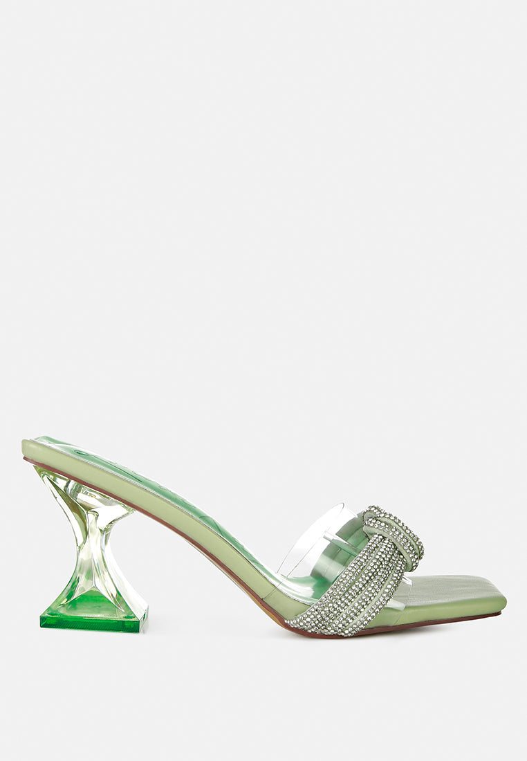 Buy Hiorda Knotted Rhinestone Embellished Spool Heel Sandals Online ...