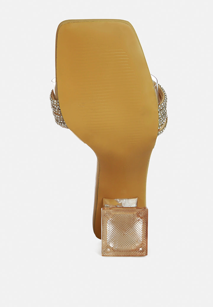hiorda knotted rhinestone embellished spool heel sandals#color_beige