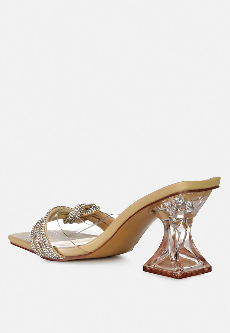 hiorda knotted rhinestone embellished spool heel sandals#color_latte