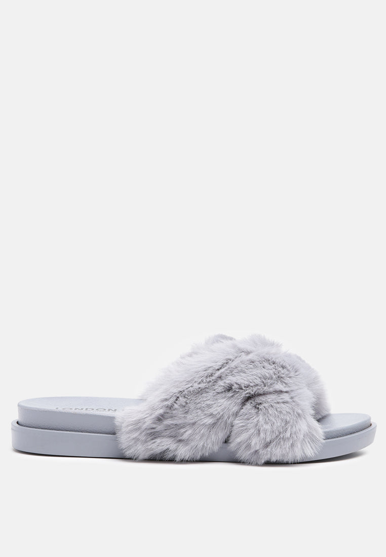 homey fur slip-on flats#color_grey