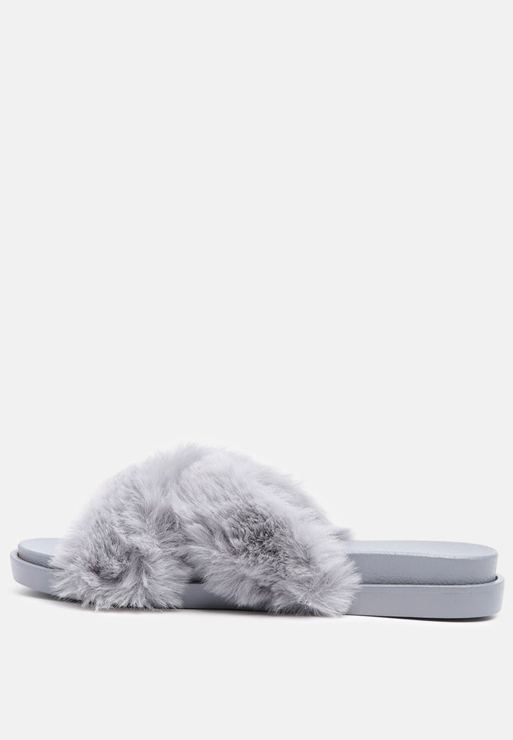 homey fur slip-on flats#color_grey