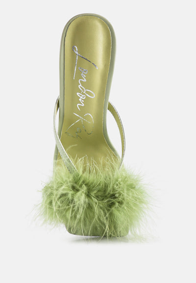 honeybear feather detail slip-on sandals#color_green