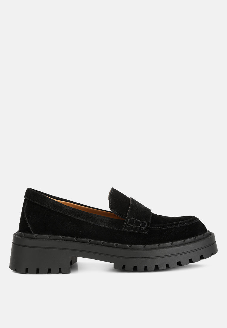 honora suede chunky loafers#color_black
