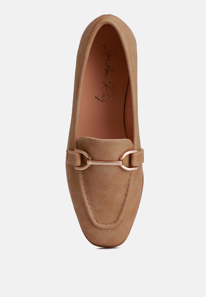horsebit detail flat loafers by ruw#color_beige
