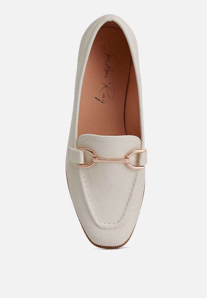 horsebit embellished flat loafers by ruw#color_off-white