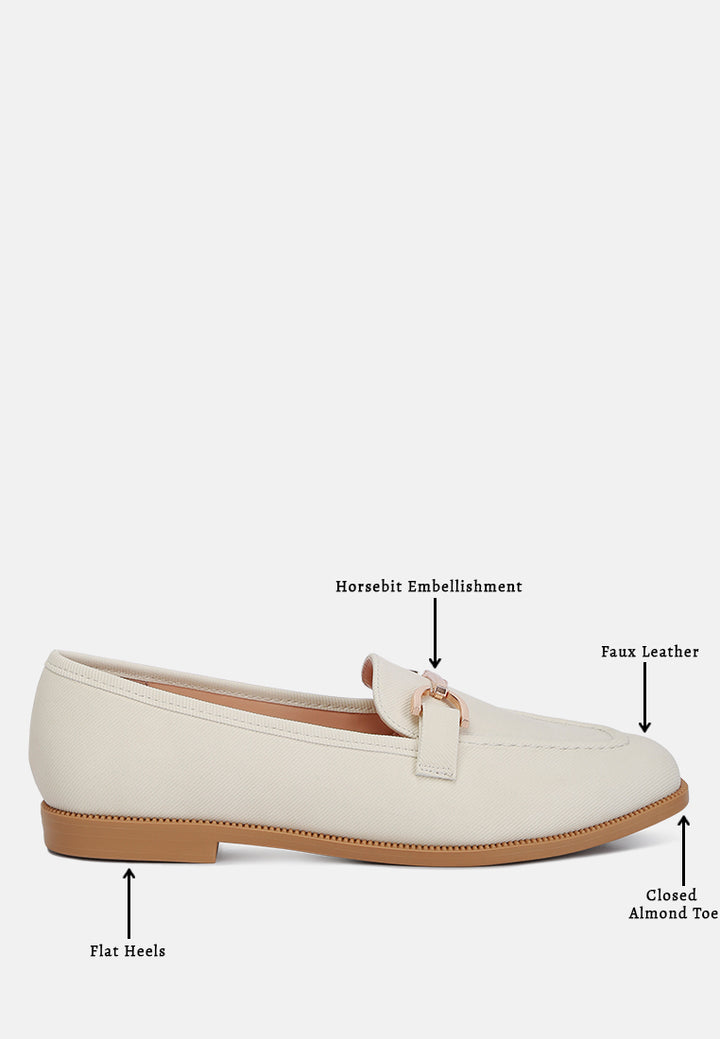 horsebit embellished flat loafers by ruw#color_off-white