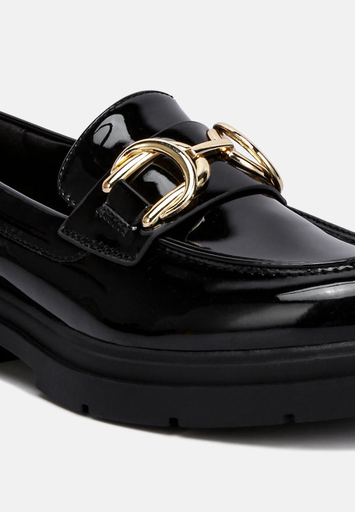 horsebit embellished platform loafers by rag#color_black