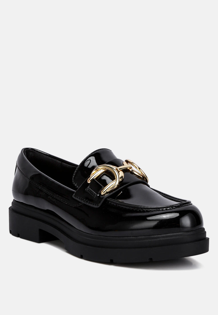 horsebit embellished platform loafers by rag#color_black