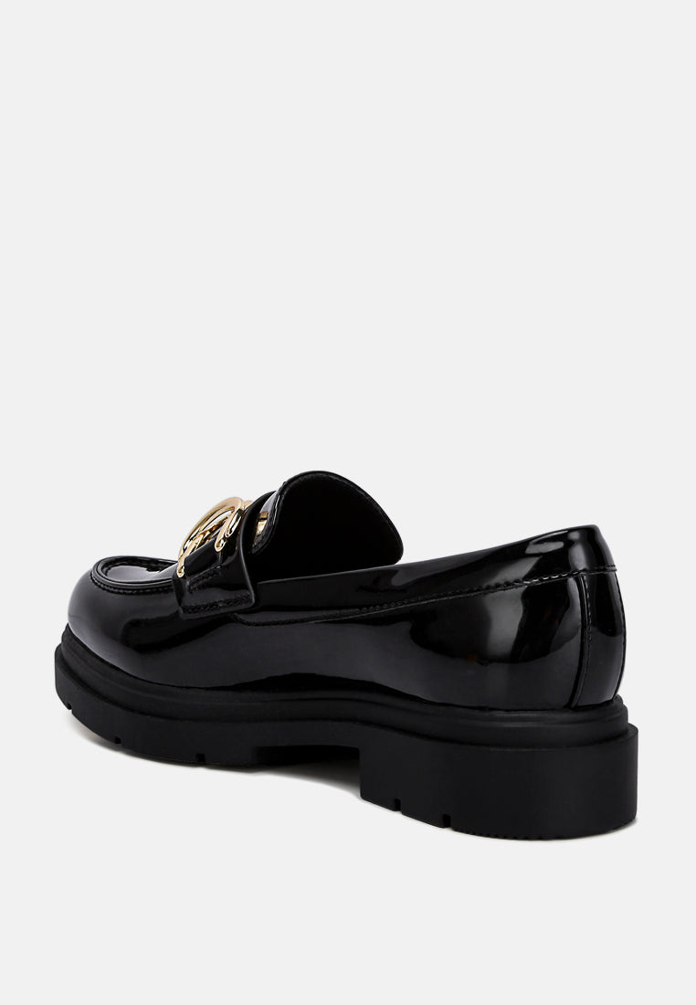 horsebit embellished platform loafers by rag#color_black