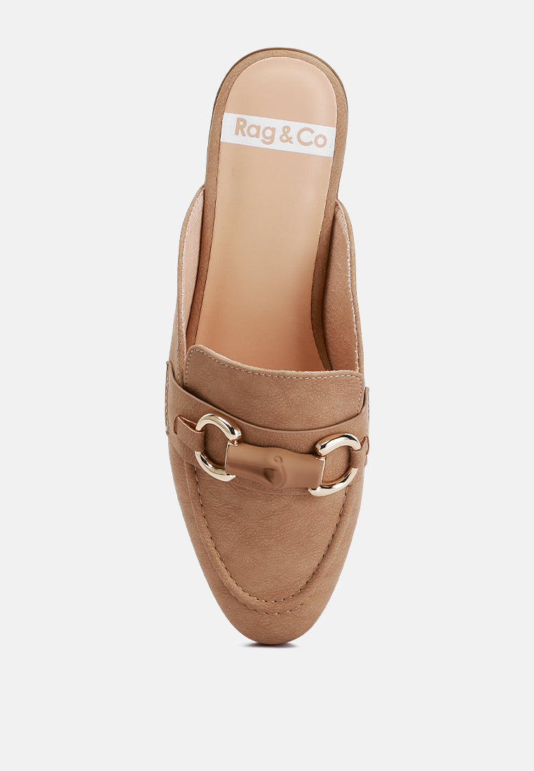 horsebit raffia Slip On Mules by ruw#color_taupe