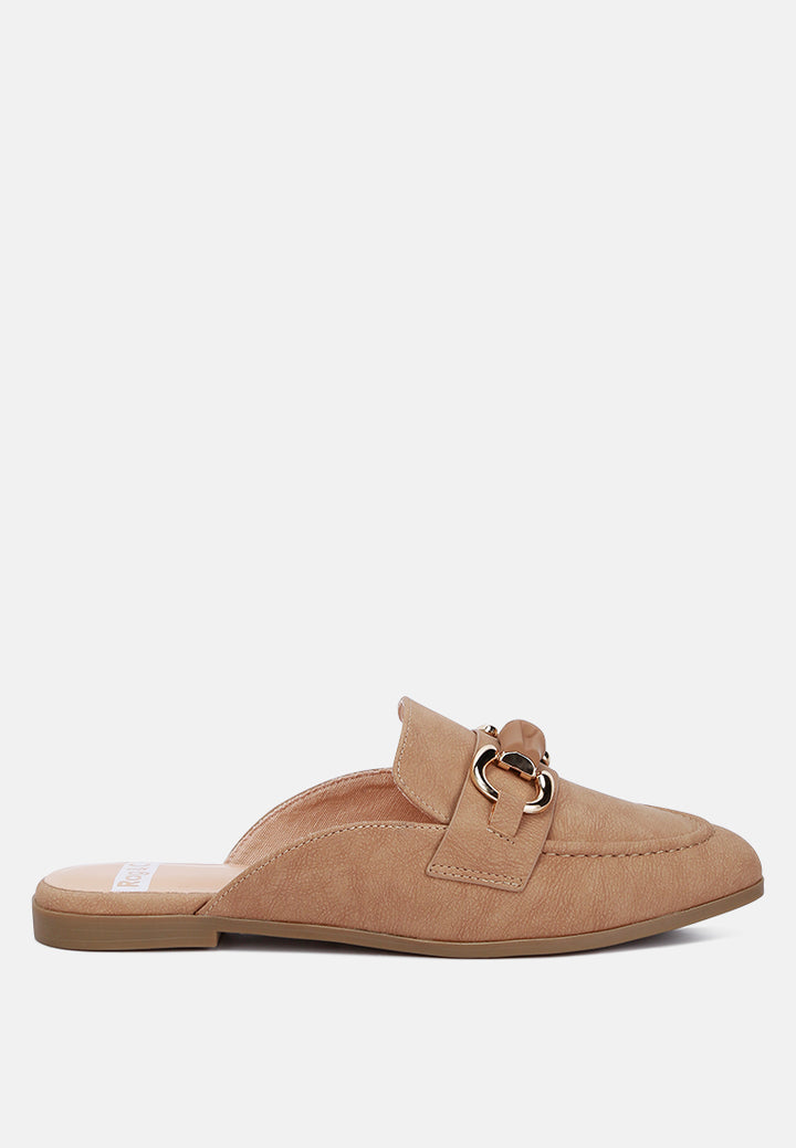 horsebit raffia Slip On Mules by ruw#color_taupe