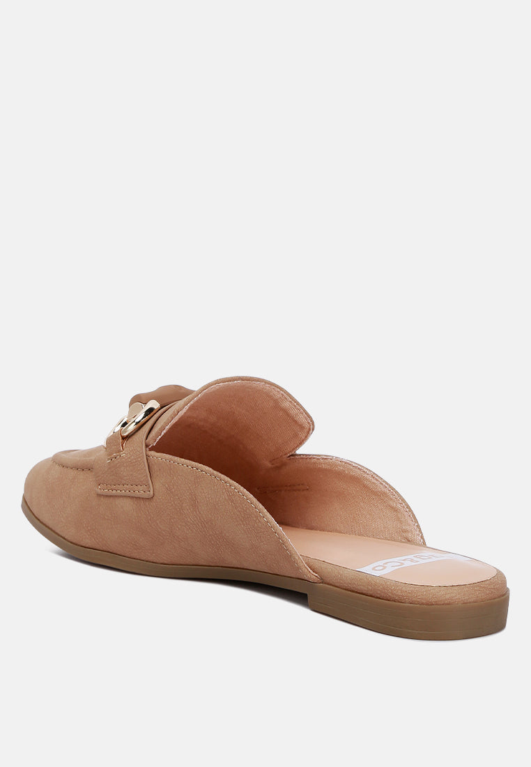 horsebit raffia Slip On Mules by ruw#color_taupe