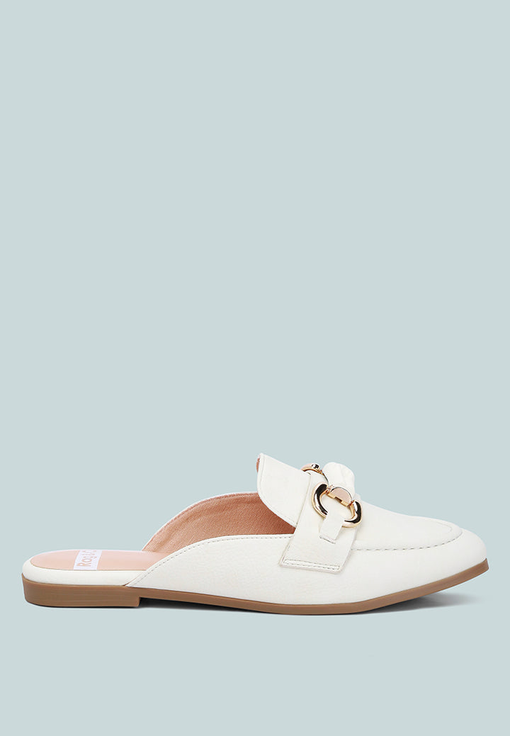 horsebit raffia Slip On Mules by ruw#color_white