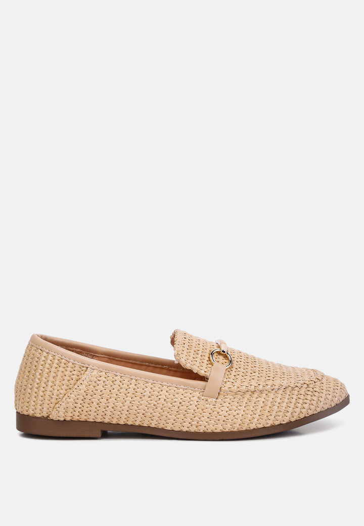 horsebit raffia loafers by ruw#color_beige