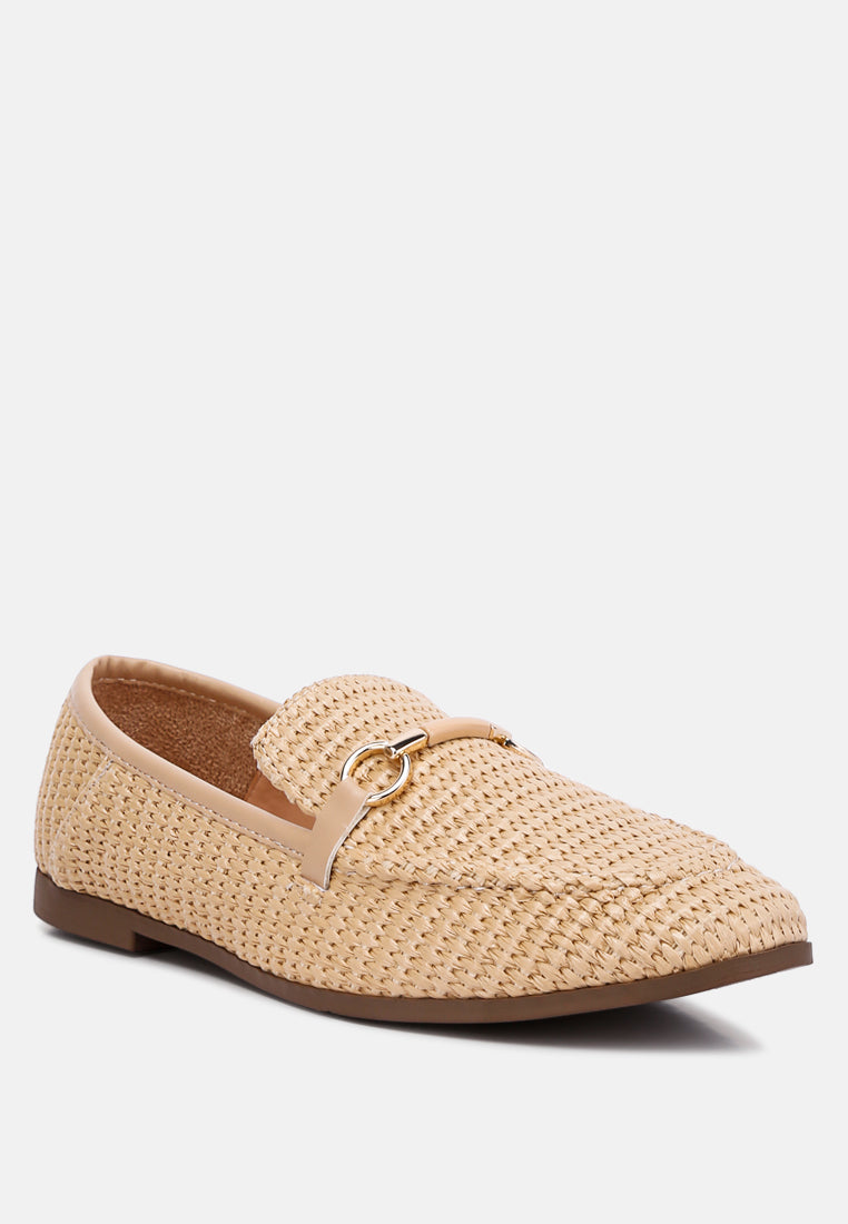 horsebit raffia loafers by ruw#color_beige