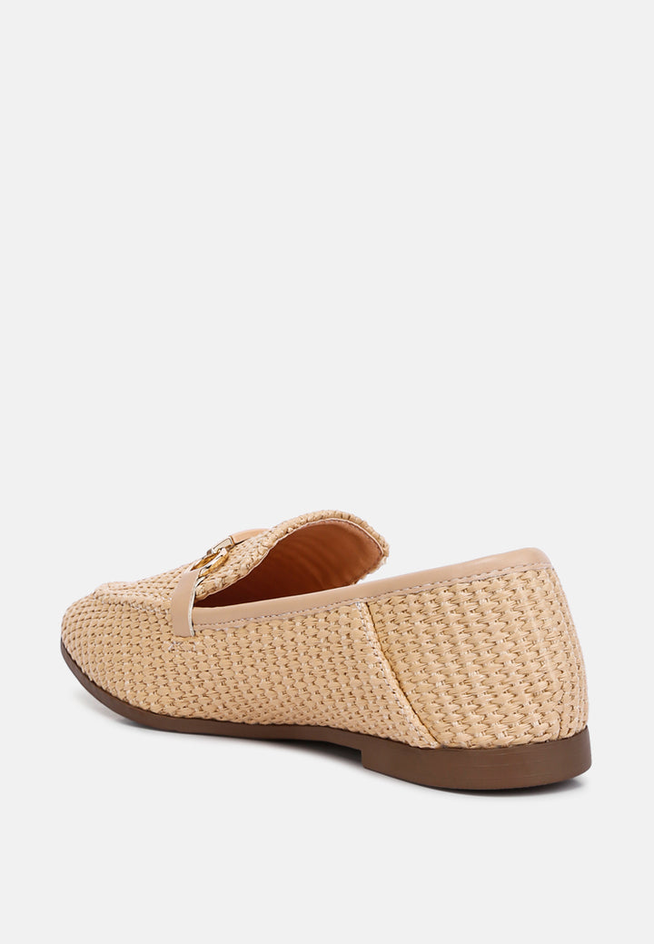 horsebit raffia loafers by ruw#color_beige