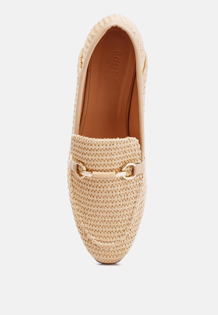 horsebit raffia loafers by ruw#color_beige