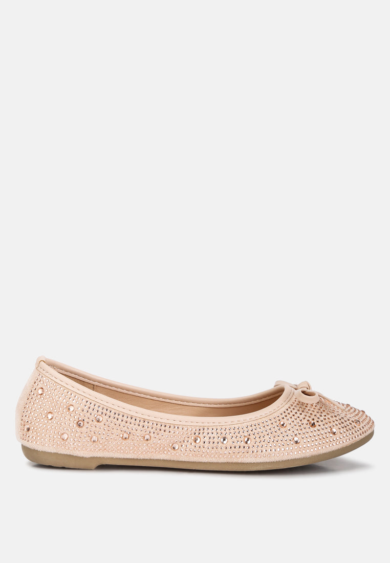 hosana rhinestones and stud embellished ballet flats by ruw#color_beige