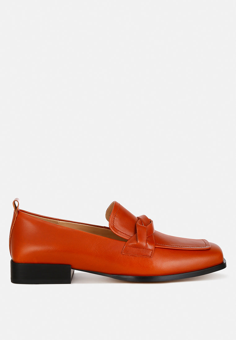 soft faux leather braided loafers by ruw color_cognac
