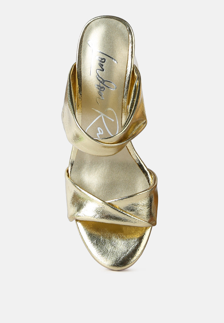 hot mess high heeled block sandal#color_gold