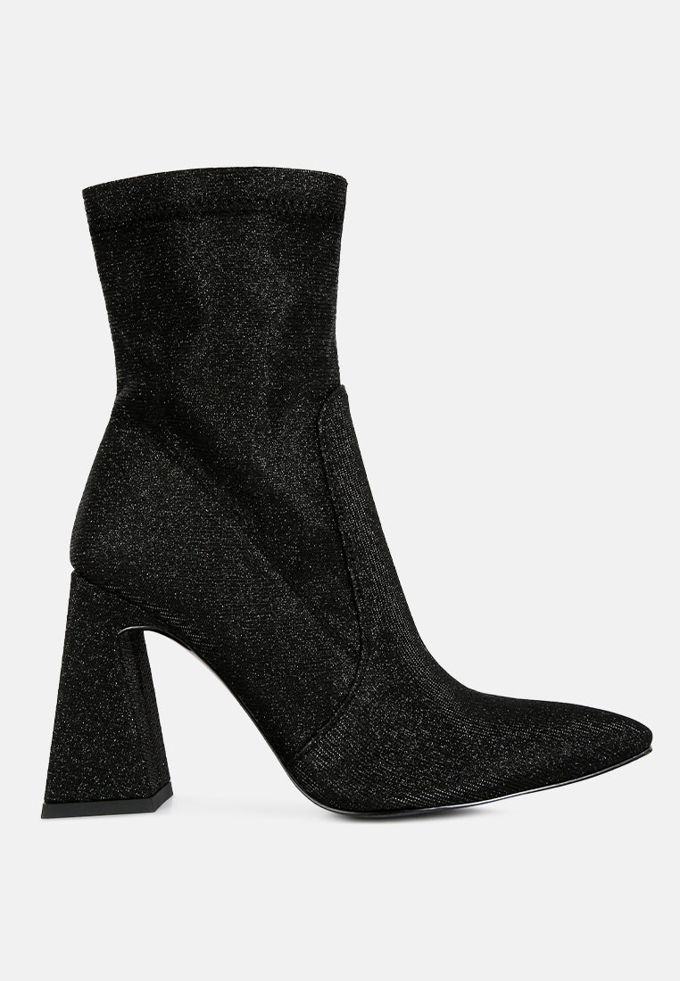 hustlers shimmer block heeled ankle boots#color_black