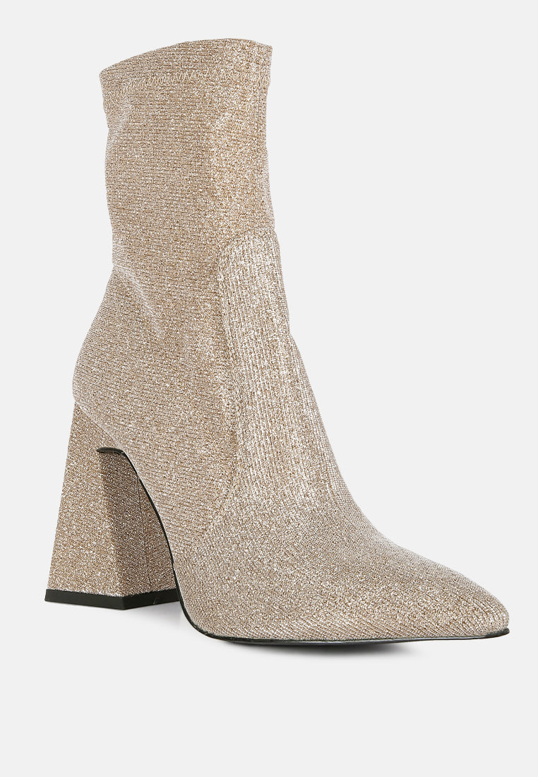 hustlers shimmer block heeled ankle boots#color_gold
