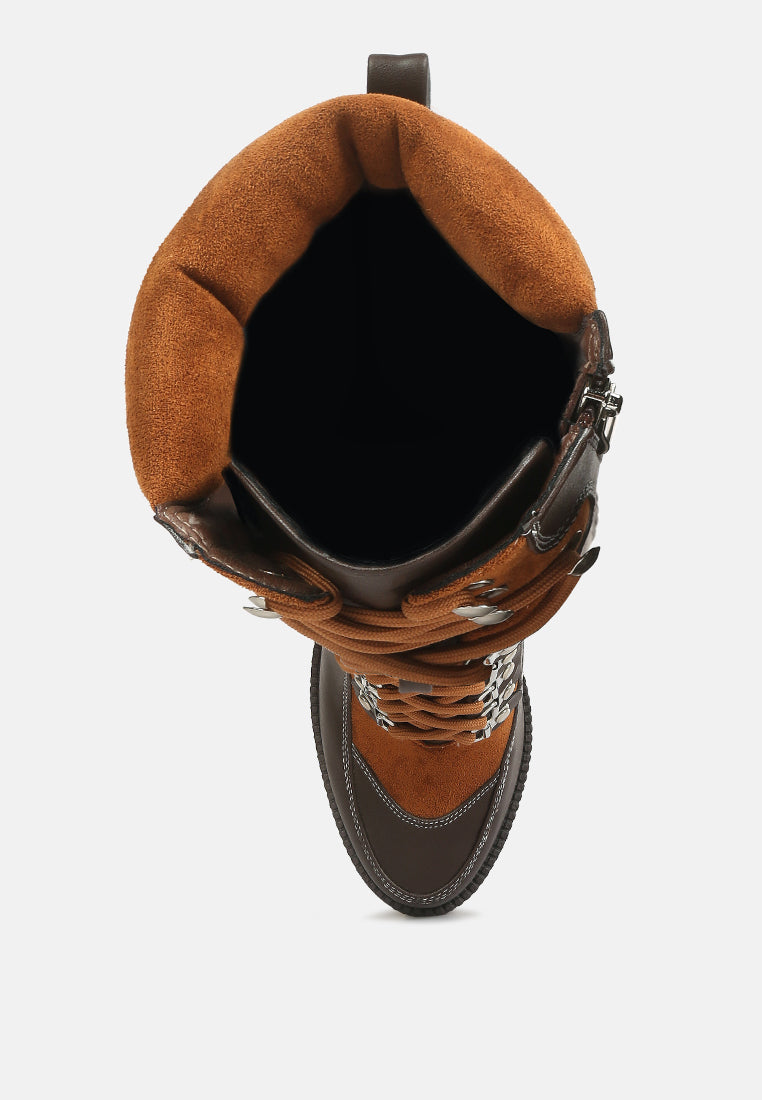 igloo over the ankle cushion collared boots#color_brown-tan